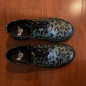 Dr. Martens Olive and Black Leopard Print Oxfords